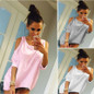 2018 Summer Women T-Shirt O-Neck Solid Color Off Shoulder Sexy Long Womens Top Tees Loose Casual T Shirt Plus Size