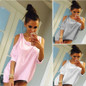 2018 Summer Women T-Shirt O-Neck Solid Color Off Shoulder Sexy Long Womens Top Tees Loose Casual T Shirt Plus Size