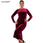 New 2018 Spring Plus Size Velvet Women Dress Big Size 5XL 6XL Long Sleeve Sexy Bodycon Dress Bandage Autumn Vestidos Clothing