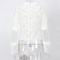 DeRuiLaDy Sexy Hollow Out White Lace Blouse Shirt Women Elegant Flare Sleeve Summer Blouses Female Casual Long Sleeve Tops Blusa