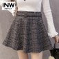 2018 Autumn Winter Wool Skirt Femme Fashion Plaid Women Skirts Pleated High Waist Skirt Female Casual Checkered Falda Mujer