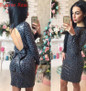 2018 autumn winter new fashion women dresses sexy club long sleeve o-neck dress slim Bowknot Gold blue black mini dress