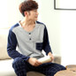 Autumn Winter Long Sleeve Cotton Men's Pajamas Home Wear Cotton Striped Pyjamas Men Lounge Pajama Sets Plus size 3XL Sleepwear