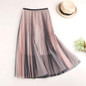 2018 Harajuku Women Long Skirt Saia Two Layer High Waist Tulle Skirt Mesh Boho Women Maxi Skirt Faldas Jupe Femme Saia Midi