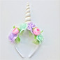2018 Glitter Metallic Unicorn Headband Girls Chiffon Flowers Hairband For Kids leaf flower Unicorn Horn Party Hair Accessories