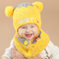 Autumn winter children boys girls hat + scarf knitted winter hat crown cap scarf beanie set