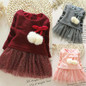 Autumn Winter Baby girl clothes Cute long sleeve Warm girl dress Bow Kids Toddler Tutu Party dresses