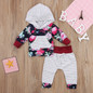 Autumn Winter Baby Clothing Floral Newborn Baby Girl Hooded Tops Striped Pants +Striped Leggings Outfit Set Clothes US Stock