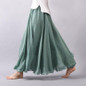 2018 Fashion Design Summer Women Skirt Linen Cotton Vintage Long Skirts Elastic Waist Boho Beige Pink Maxi Skirts Faldas Saia