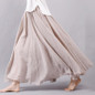 2018 Fashion Design Summer Women Skirt Linen Cotton Vintage Long Skirts Elastic Waist Boho Beige Pink Maxi Skirts Faldas Saia