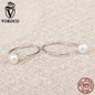 VOROCO Elegant Authentic 925 Sterling Silver Nature Freshwater Pearls Long Drop Earrings for Women Fine Jewelry S925 VSE036