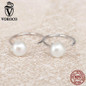 VOROCO Elegant Authentic 925 Sterling Silver Nature Freshwater Pearls Long Drop Earrings for Women Fine Jewelry S925 VSE036