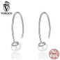 VOROCO Elegant Authentic 925 Sterling Silver Nature Freshwater Pearls Long Drop Earrings for Women Fine Jewelry S925 VSE036