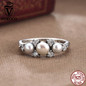 VOROCO Authentic 100% 925 Sterling Silver Natural Freshwater Pearls Rings For Women Engagement Wedding Fine Jewelry VSR094