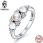 VOROCO Authentic 100% 925 Sterling Silver Natural Freshwater Pearls Rings For Women Engagement Wedding Fine Jewelry VSR094
