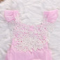 2017 Cute Newborn Baby Girls Romper Lace Floral Pink Romper Jumpsuit+Headband Outfits Sunsuit Clothes
