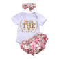 2017 Cute 3Pcs Newborn Baby Girl floral Clothes set Cotton Romper Pants Headband Outfits Bebe Clothing Set 0-24M