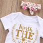 2017 Cute 3Pcs Newborn Baby Girl floral Clothes set Cotton Romper Pants Headband Outfits Bebe Clothing Set 0-24M
