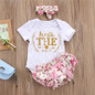 2017 Cute 3Pcs Newborn Baby Girl floral Clothes set Cotton Romper Pants Headband Outfits Bebe Clothing Set 0-24M