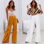 2018 Woman Fashion Wide Leg Pants Elegant Ruffle Trousers for Women High Waist Wide Leg Pants Female Casual Palazzo Bottoms