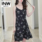 Robe Femme Ete 2018 Chiffon Floral Dress Femininas Vestidos Mujer Summer Sleeveless Casual Dresses Printed Strap Dress Women