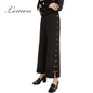 Lemon Black Brief Single Breasted Vintage Women Bottoms Spring Chic Female Wide Leg Pant Side Split Loose Casual Pants