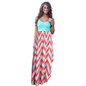 2016 Hot Sexy Women Dress O Neck Striped Print Maxi Long Dress Sleeveless Beach Summer Dresses Sundress