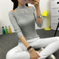 Autumn Winter Women Knitting Hole Solid Slim Full Sleeve Turtleneck Sweaters Pullovers Girls Knitted Hollow-out Knitwear Women