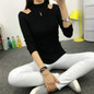 Autumn Winter Women Knitting Hole Solid Slim Full Sleeve Turtleneck Sweaters Pullovers Girls Knitted Hollow-out Knitwear Women