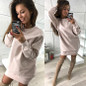 Autumn Winter Women Hoodies Sweatshirts Women Fashion Casual O neck Long Sleeve Pullover Tops Long Dress Women Tracksuits