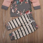 Autumn Winter Newborn Baby Girls Long Sleeve Floral Hooded Tops Striped Pants Leggings Outfits Kid Girls Boys Clothing