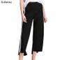 Asymmetrical Wide Leg Pants for Women High Elastic Waist Striped Trousers Loose Black Sweatpants 2017 spring Harajuku Pantalones