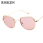 RSSELDN Newest Ocean Small Square Sunglasses Women Fashion 2017 Gold Metal Clear Blue Sun glasses For Men Small Size uv400