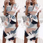 Laamei 2018 Summer Dress Women Fashion Print Bandage Elegant Cute Sashes Robes V-neck Sexy Slim Sheath Women Dresses Vestidos