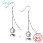 l&amp;Zuan 100% S925 Silver Round Seashell Pearl Elegant Dangle Earrings and Graceful Drop Earring For Women Fine Jewelry Brincos