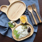 Children Wooden Food Dish Kids Divided Plates Baby Tableware
