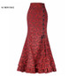 Kimring Women Gothic Black Skirt Vintage Victorian High Waist Long Skirts Sexy Punk Style Mermaid Slim Corset Skirts Costumes