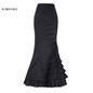 Kimring Women Gothic Black Skirt Vintage Victorian High Waist Long Skirts Sexy Punk Style Mermaid Slim Corset Skirts Costumes
