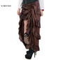 Kimring Vintage Women Steampunk Brown Skirt Victorian High Waist Skirts with Corset Sexy Gothic Style Halloween Costume Skirt