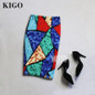 KIGO Womens Spring Elegant Rose Floral Printed High Waist Casual Party Bodycon Pencil Skirt Elastic Waist Slim Skirt KB2464H