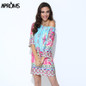 Aproms Boho Elegant Women Summer Dress High Street 2018 Off Shoulder Tunic Dresses Sundress European Sexy Vestidos Mujer