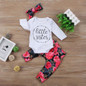 Baby Clothing Newborn Toddler Baby Girls Tops Letter Romper +Flower Pants +Bow Headband 3Pcs Outfits Set Clothes