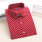 Dioufond Cotton Polka Dot Shirts Women Tops Blouses Long Sleeve Shirt Red Dot Casual Blouses Women Plus Size 5XL Blusa Feminina