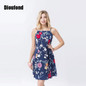 Dioufond 2017 Vintage Floral Printed Dress Slim Robe Femm Women Mini Spaghetti Strap Vestido Sleeveless Women Dresses Summer