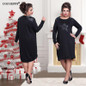 NEW 2017 Autumn casual women loose dresses big sizes vestido de festa fashion plus size women clothing Long sleeve dress L-6XL