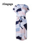 Ahagaga 2017 Summer Dress Women Fashion Print Elegant Cute Sashes O-neck Sexy Slim Sheath Dress Women Dresses Vestidos Robes