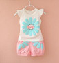 BibiCola children toddler summer baby girls clothing set sunflower 2pcs girls clothes sport suit set kids tracksuit set