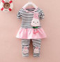 BibiCola Baby Girl Spring Clothing Sets Toddler Girls Cotton Stripe Sport Suit Set Children Kids Casual Clothes Set Baby Clothes