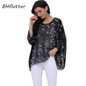 BHflutter New 2018 Women Blouses Floral Print Casual Loose Summer Shirts Batwing Sleeve Brief Chiffon Tops Plus Size 4XL 5XL 6XL