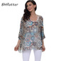 BHflutter New 2018 Women Blouses Floral Print Casual Loose Summer Shirts Batwing Sleeve Brief Chiffon Tops Plus Size 4XL 5XL 6XL